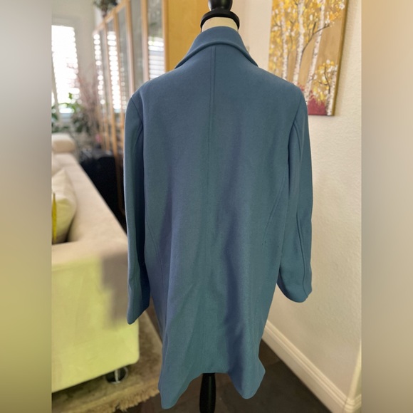 Haute Edition - cloudy sky blue elegant wool blend coat - Picture 7 of 11